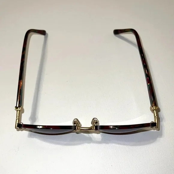 Vintage Jacomo Womens Italy Sunglasses Round Tortoise Teal Designer Gold Brass - Picture 4 of 10